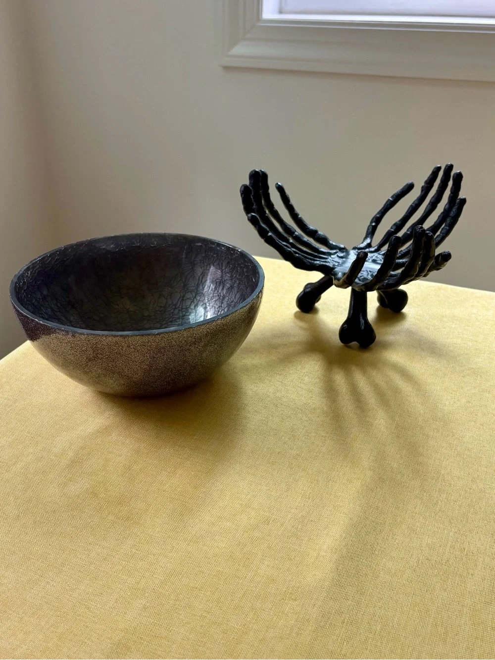 Skeleton Hands Round Metallic Bowl